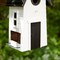 14.25"H Modern Functional and Decorative Solid Wood White Outdoor Garden Birdhouse